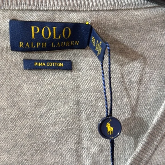 Ralph Lauren grey v-nick XXL/TTG Pima cotton new with tag sweater